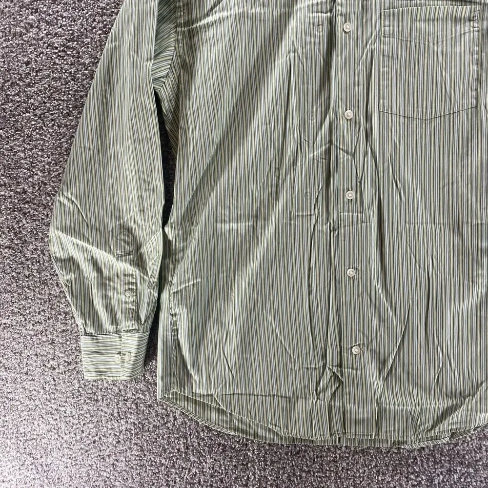 Banana Republic Shirt Adult Extra Large Green Beige Striped Button Up Casual Men